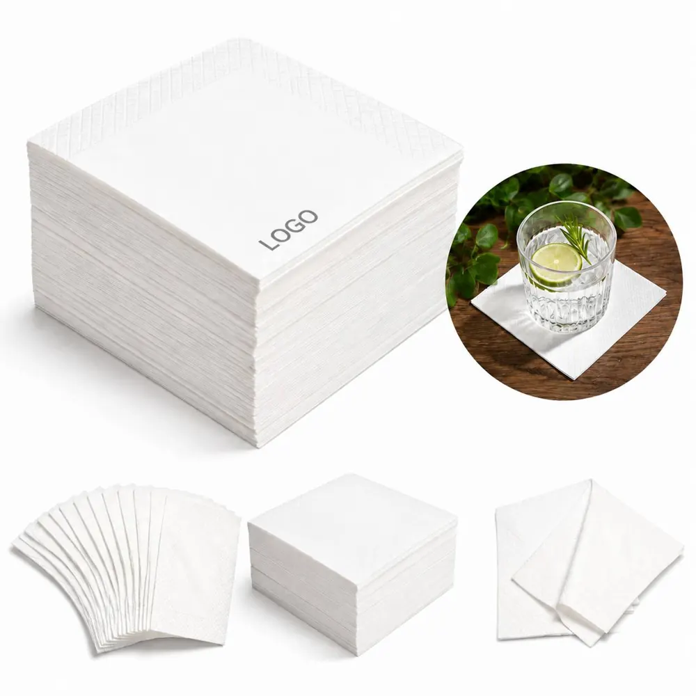 2-Ply White Dinner Napkins, Soft Absorbent Square