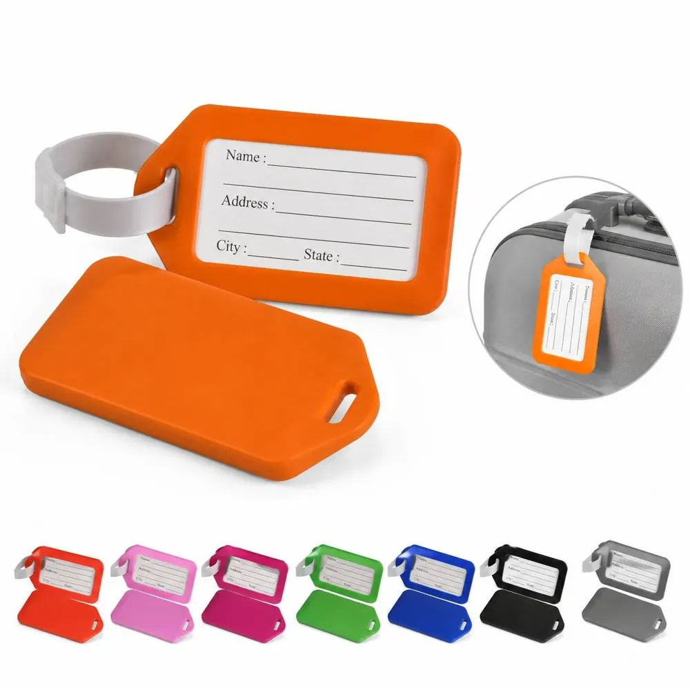 Durable Plastic Luggage Tags with Loop Strap for Suitcases 2