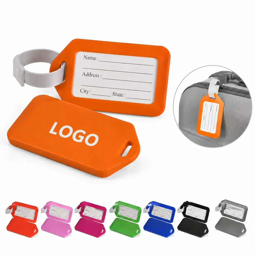 Durable Plastic Luggage Tags with Loop Strap for Suitcases