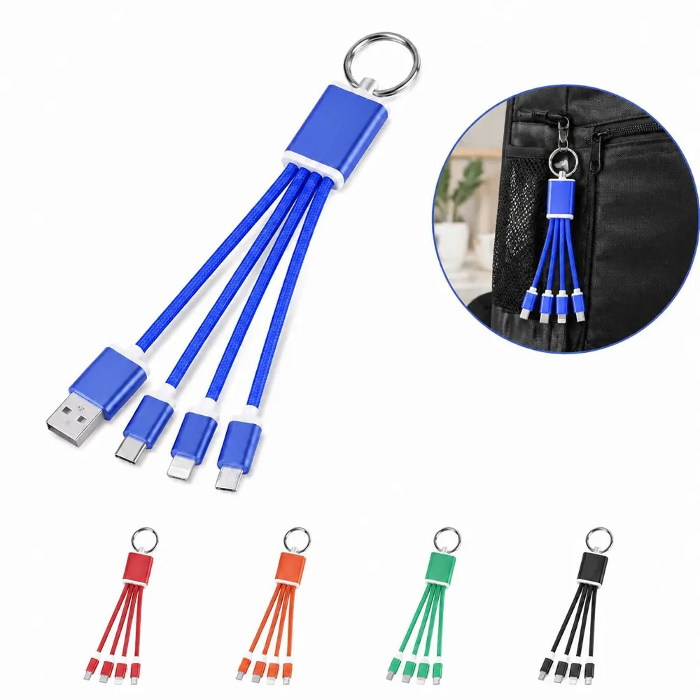 3-in-1 Nylon Keychain Charging Cable for USB Devices 2