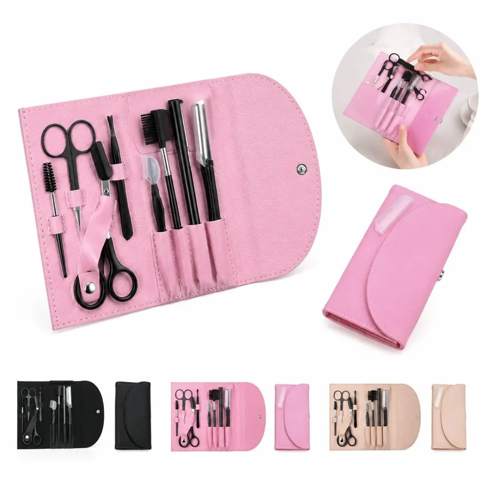 8-Piece Eyebrow Grooming Kit with Travel Case for Precise 2