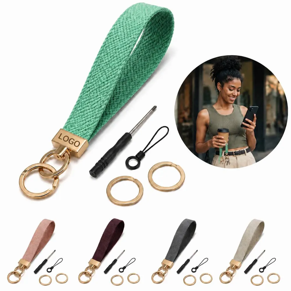 Stretchy Elastic Wristlet Key Chain with 2 Keyrings and D