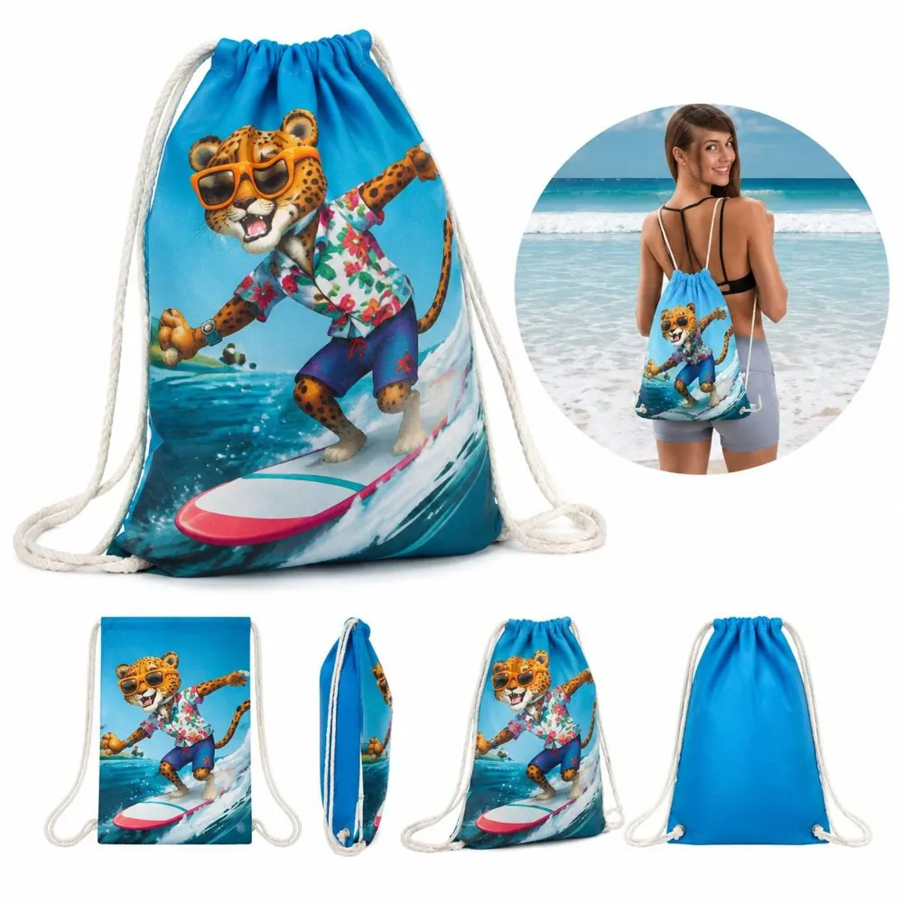 Microfiber Beach Towel Backpack with Drawstring, Quick-Dry 2