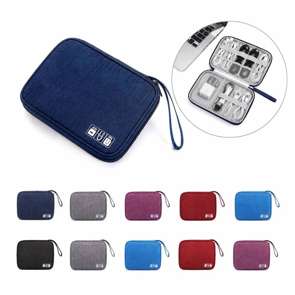 Compact Cable Organizer Bag with Elastic Straps for Travel 2