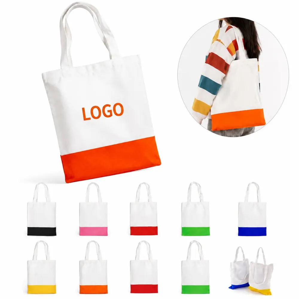 Canvas Striped Tote Bag with Durable Handles