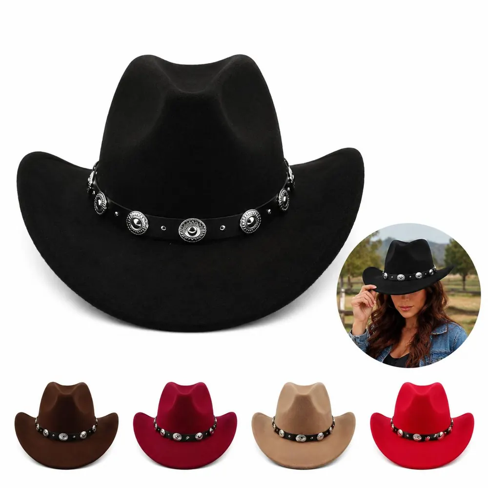 Premium Wool Felt Cowboy Hat with Wide Brim for Outdoor Sun 2