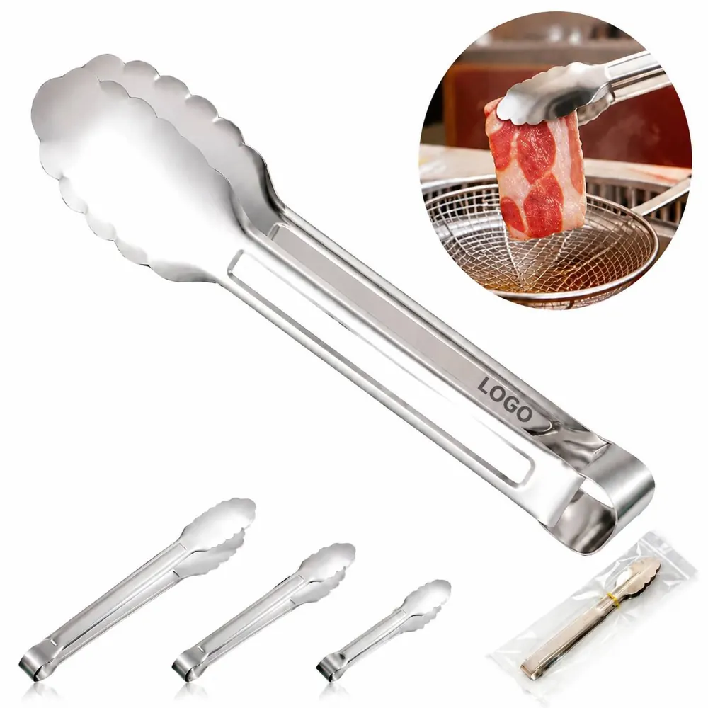 304 Stainless Steel Kitchen Tongs with Non-Slip Spring Grip