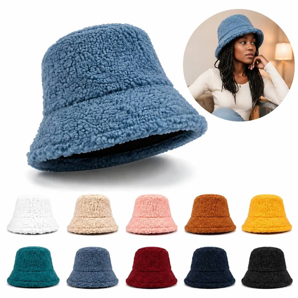 Winter Plush Bucket Hat with Warm Thick Lining for Cold 2
