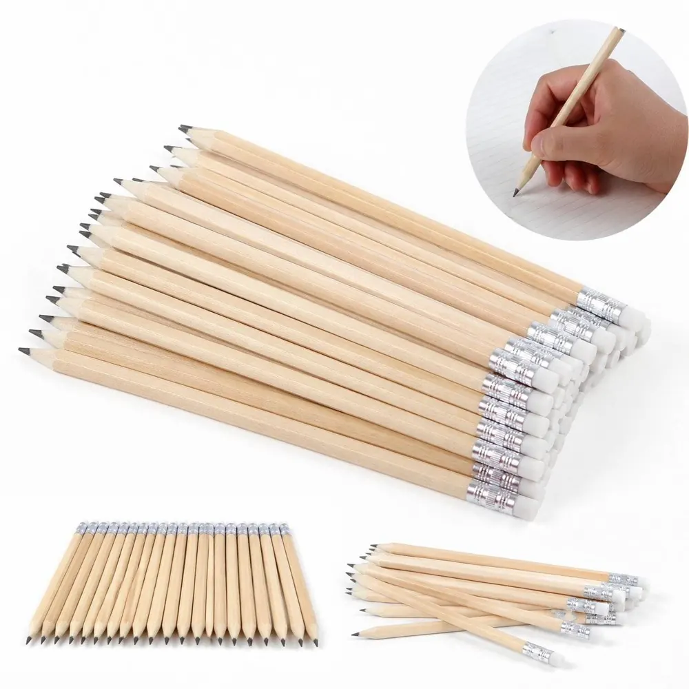 Classic Wooden Pencil with Eraser for Writing and Sketching 2