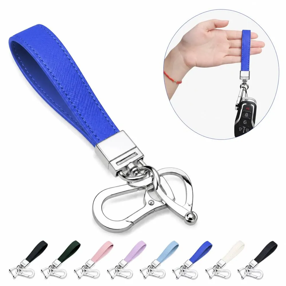 360° Rotating Leather Keychain with Metal Ring 2