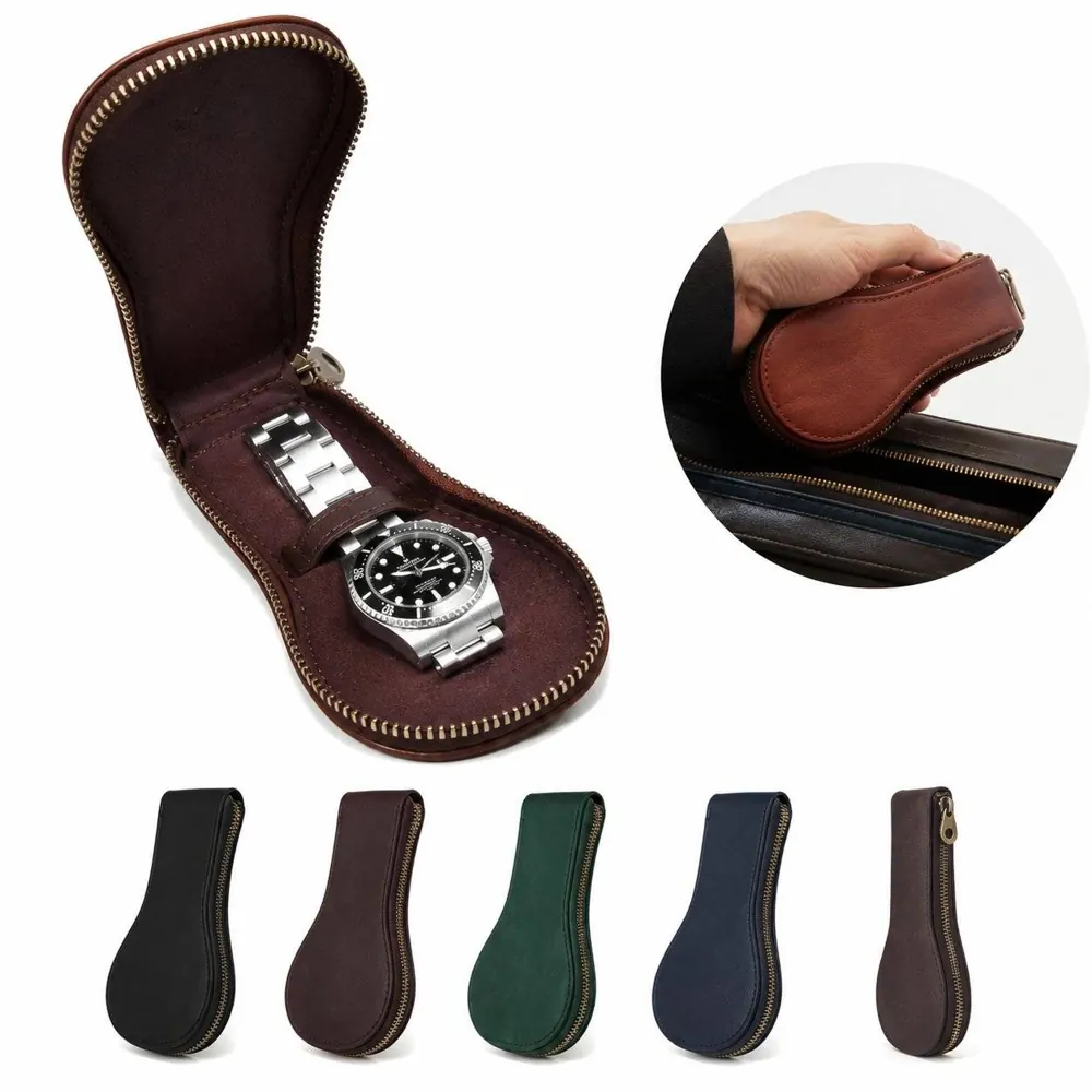 Vintage PU Leather Watch Travel Case with Jewelry Storage 2