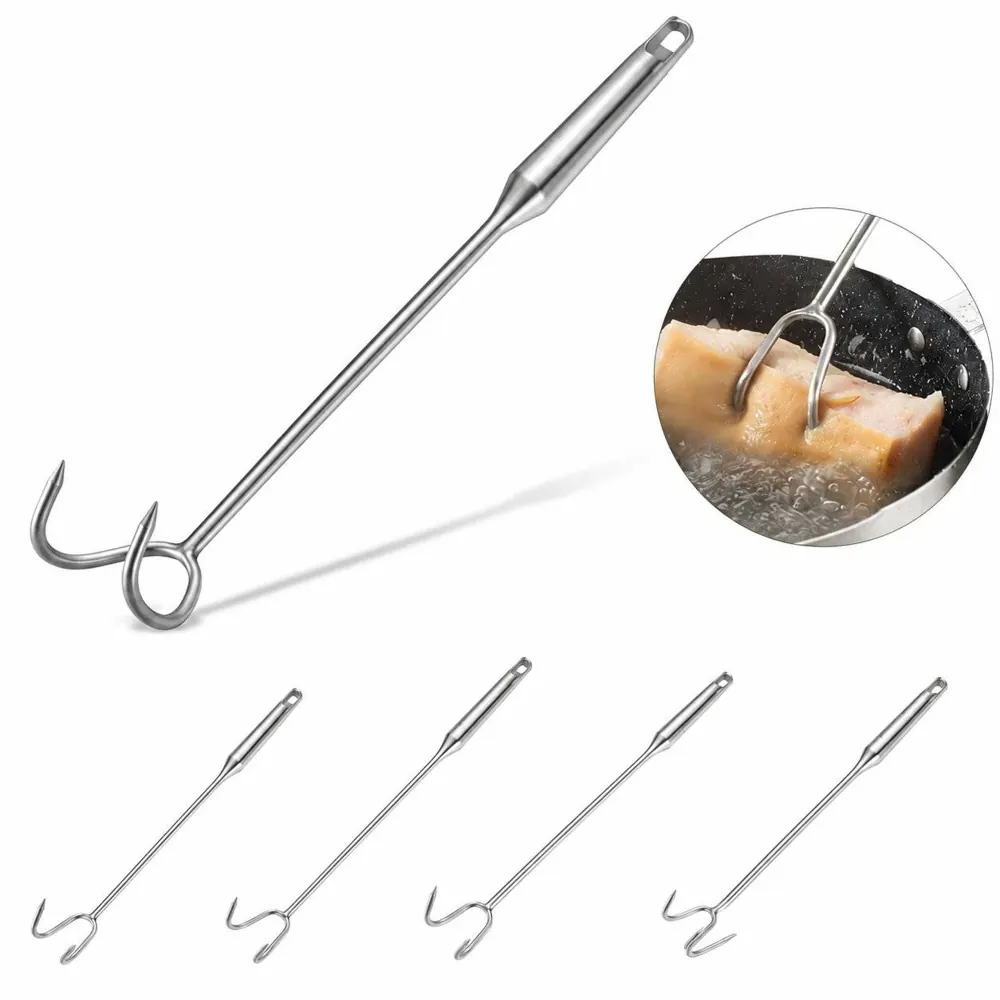 Stainless Steel Pigtail Meat Hook Flipper for Grilling 2