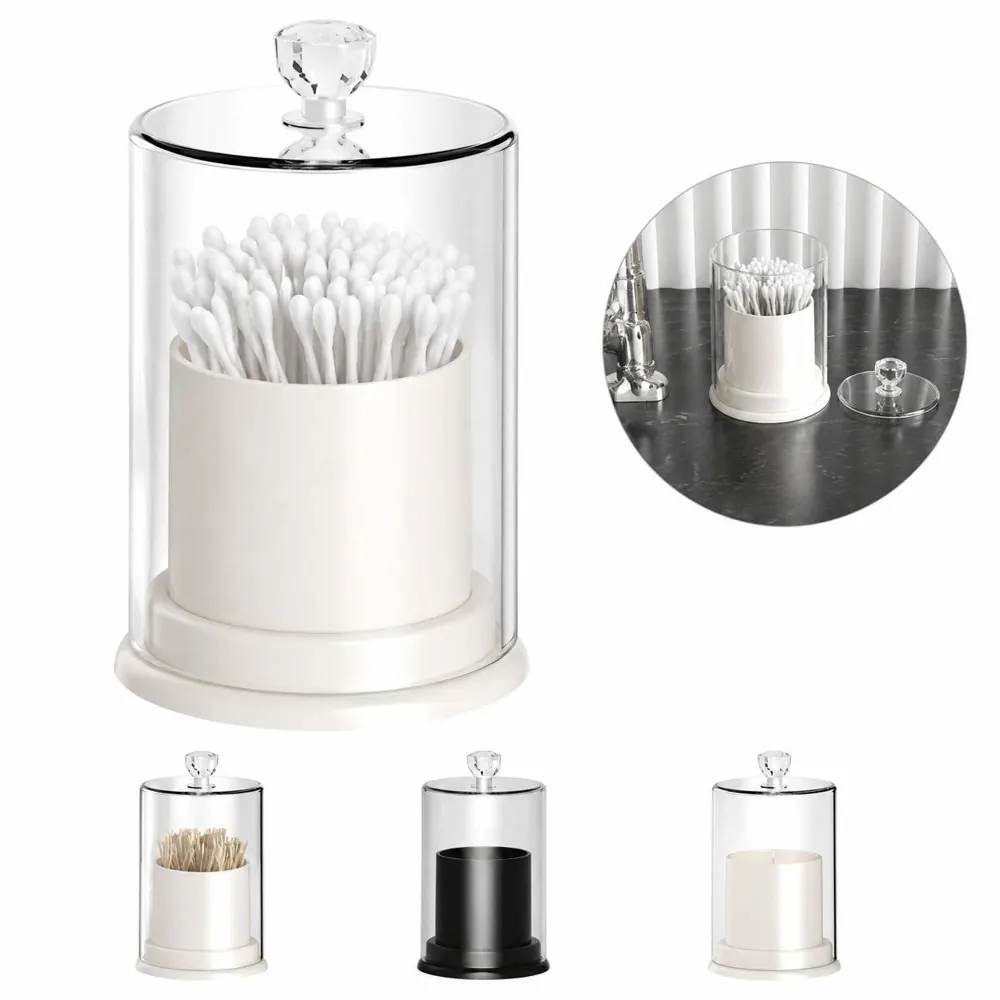 Clear PET Cotton Swab Holder with Dustproof Lid 2