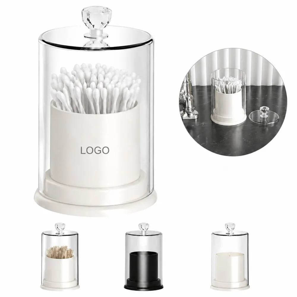 Clear PET Cotton Swab Holder with Dustproof Lid