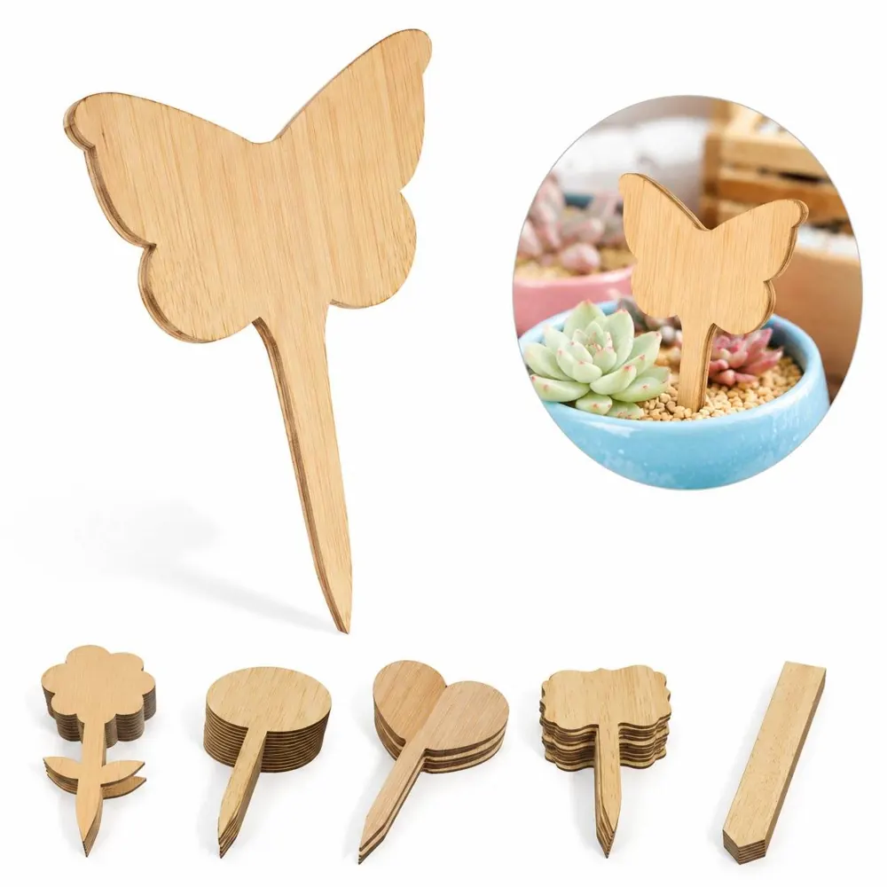 100 Natural Bamboo Plant Tags Double-Sided for Garden 2