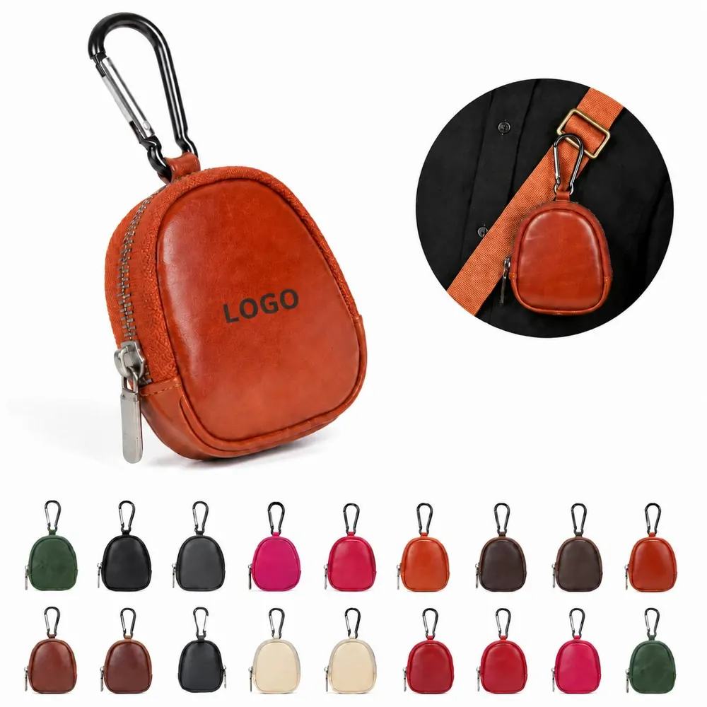 Top Grain Leather Coin Purse with Key Hook