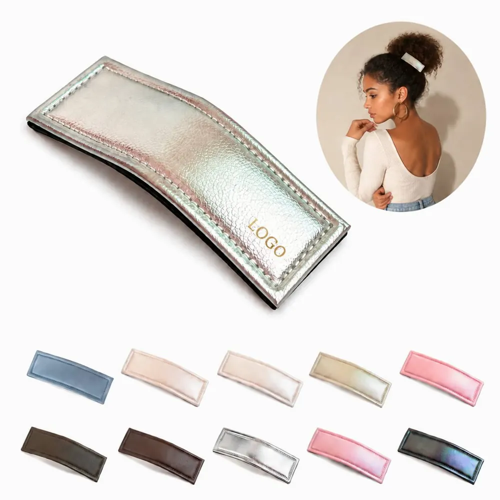 Premium PU Metal Snap Hair Clips for Secure Styling