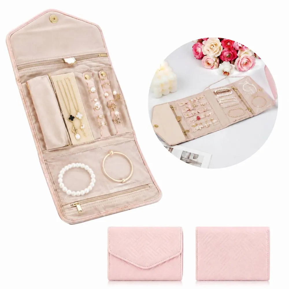 Folding Jewelry Travel Bag with Multi-Layer Organizer 2