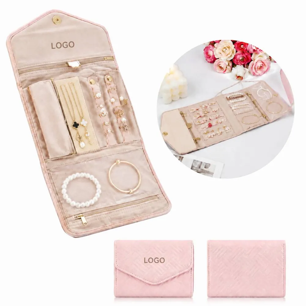 Folding Jewelry Travel Bag with Multi-Layer Organizer