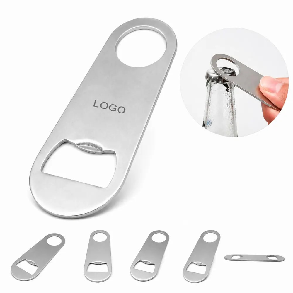 Stainless Steel Hanging Bottle Opener with Keychain Loop