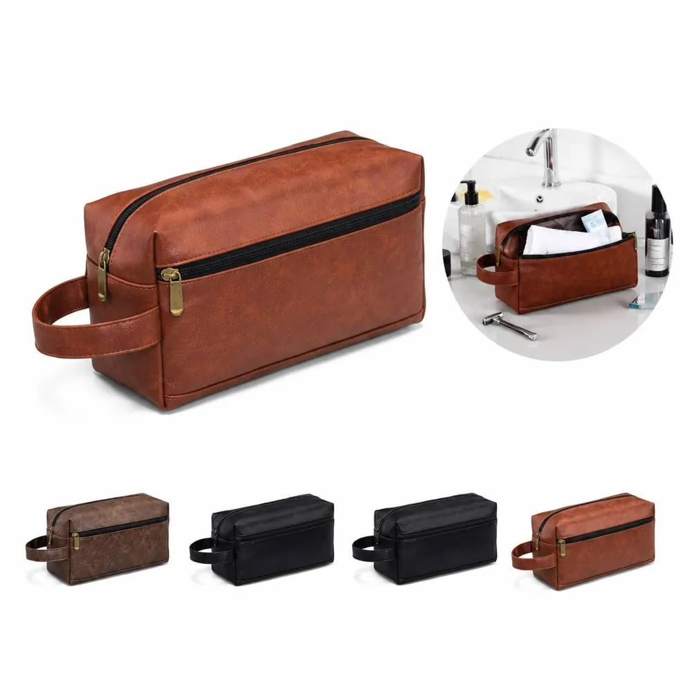 Retro Waterproof PU Toiletry Bag with Interior Pockets 2