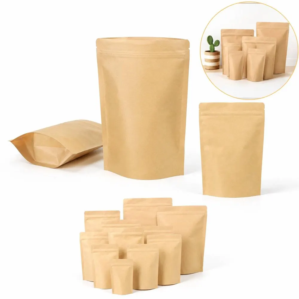 Resealable Kraft Foil Stand Up Pouches for Dry Food Storage 2