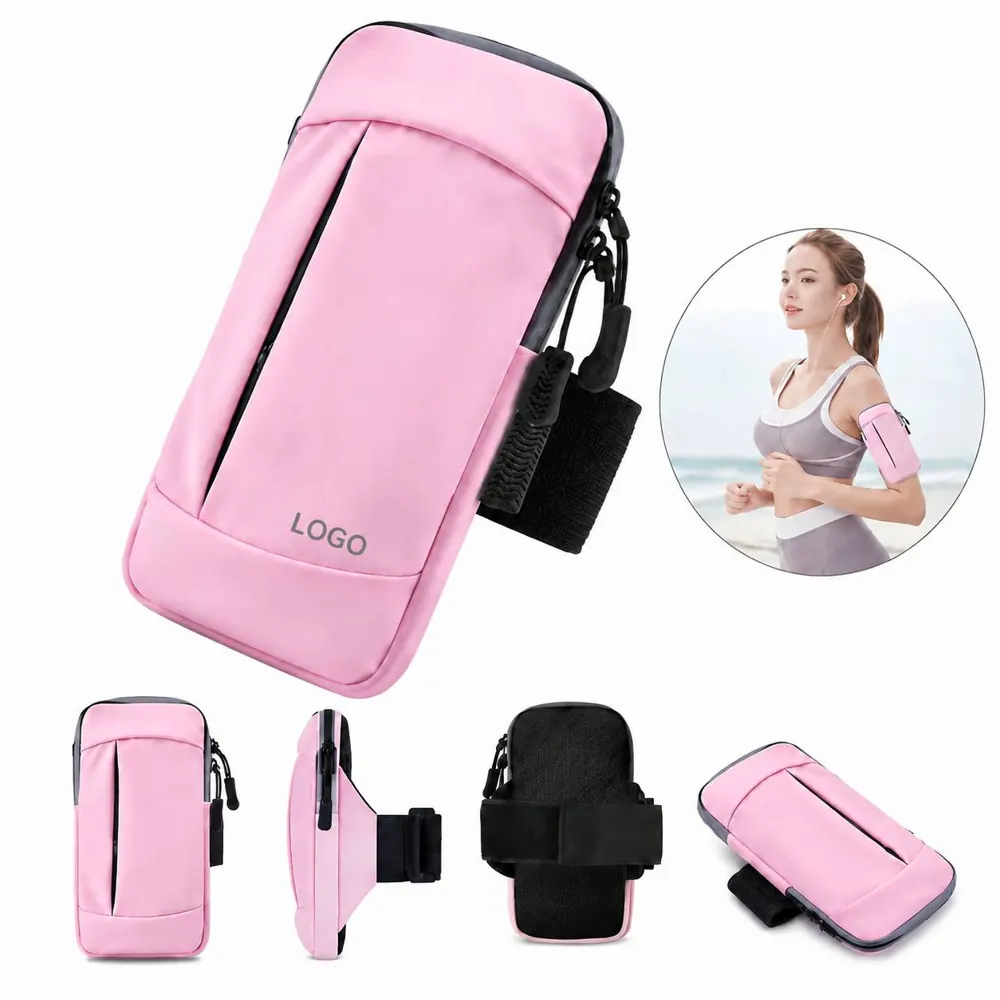 Reflective PU Leather Sports Armband with Adjustable Strap