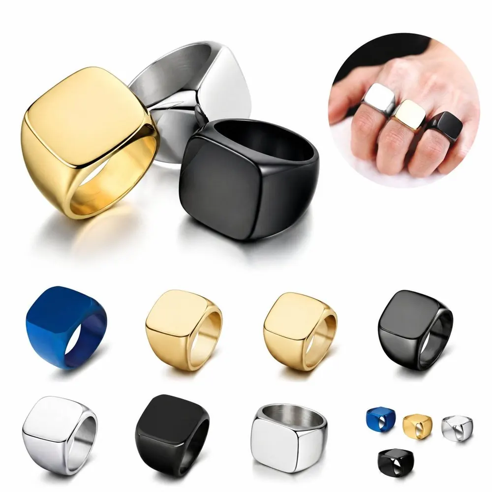 Polished Stainless Steel Square Ring for Everyday Wear 2