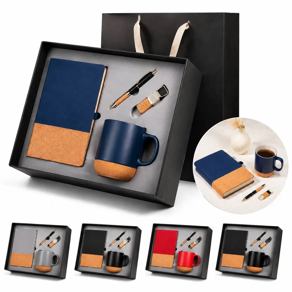 Executive PU Leather Notebook and Ceramic Mug Set 2
