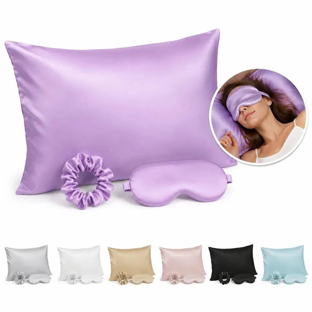 Satin Sleep Set with Pillowcase, Scrunchies & Eye Mask 2