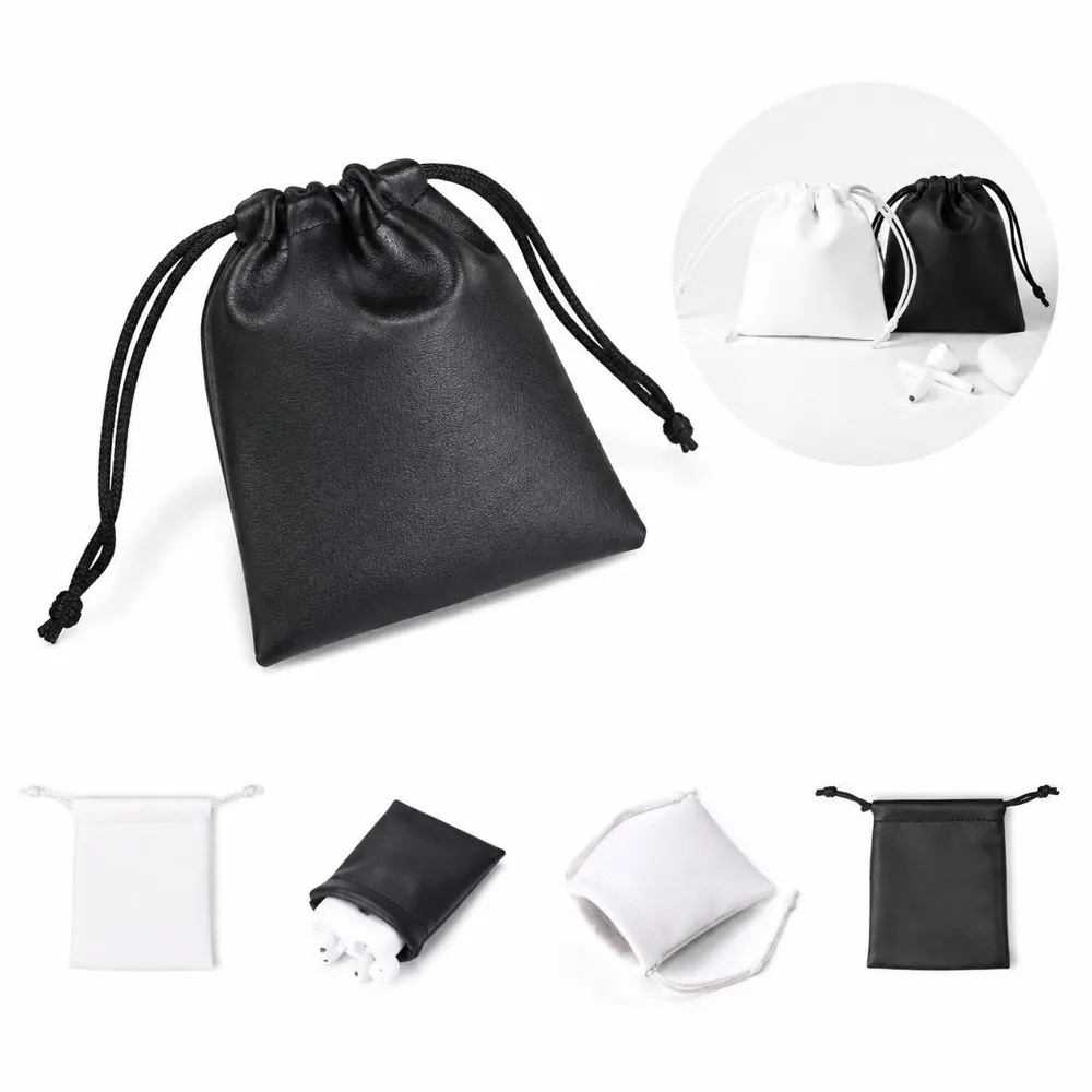 Waterproof PU Leather Earphone Storage Bag with Zipper 2