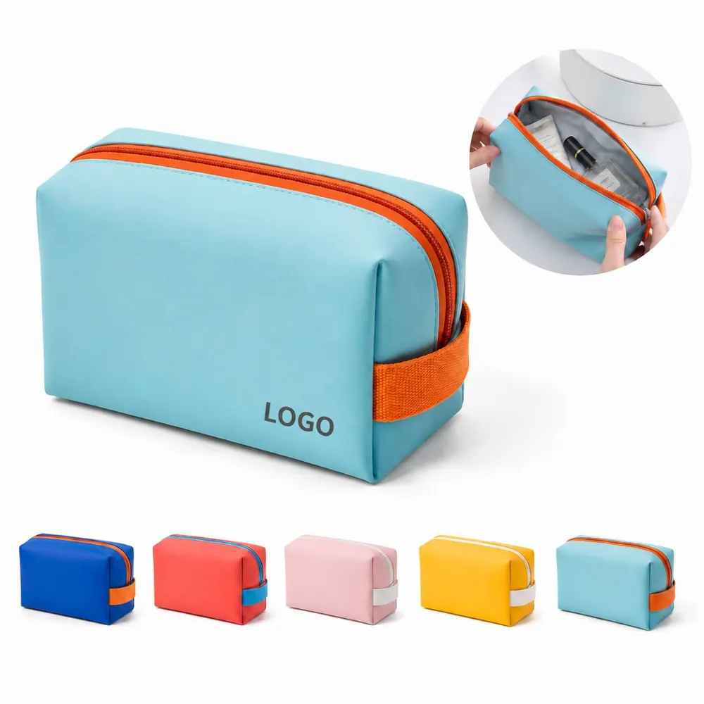 Waterproof PU Matte Cosmetic Pouch Travel Toiletry Bag