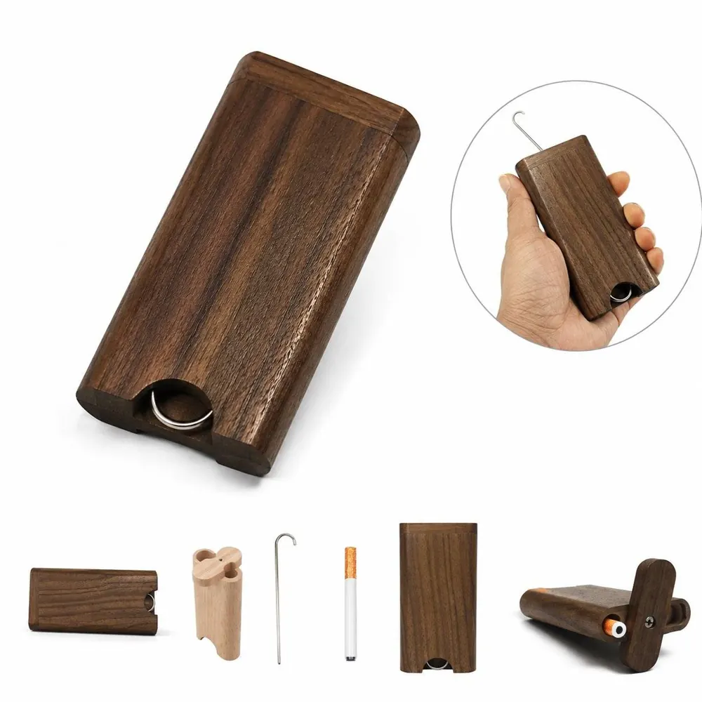Natural Walnut Wood Dugout One Hitter with Storage Case 2