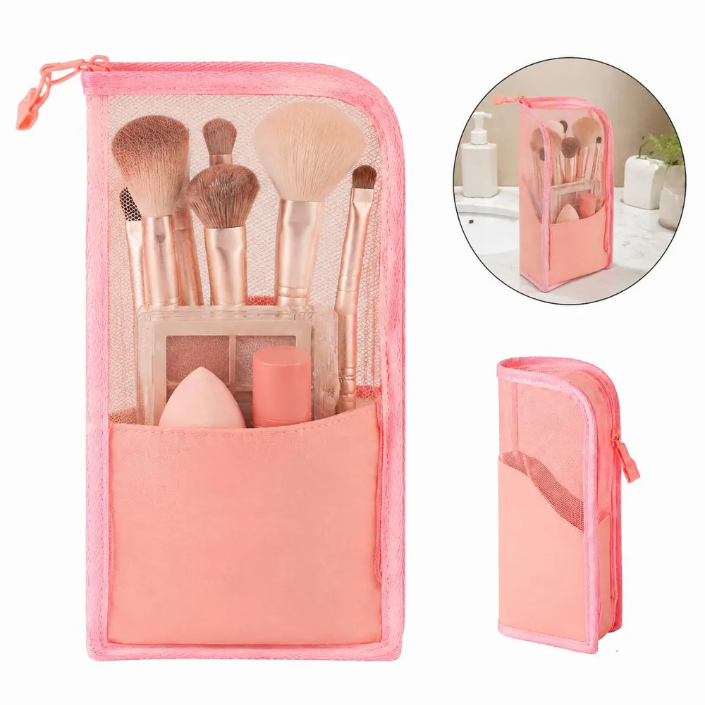 Large Capacity Clear Mesh Makeup Brush Storage Bag 2