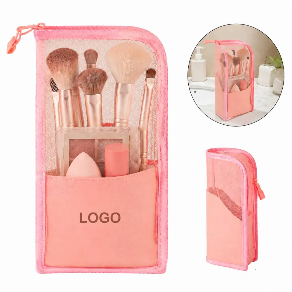 Large Capacity Clear Mesh Makeup Brush Storage Bag