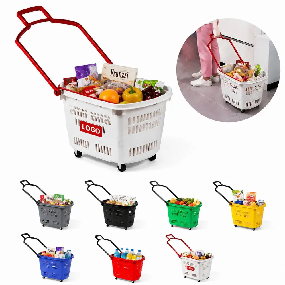 Foldable 4-Wheel Shopping Cart with Ergonomic Handle
