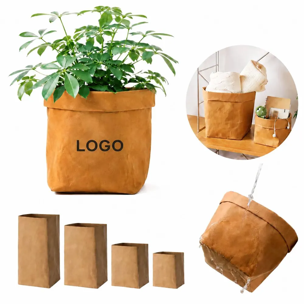 Washable Reusable Kraft Paper Grocery Bag with Sturdy