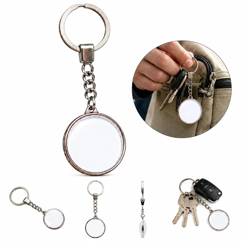 Crystal Glass Keychain with Durable Metal Frame 2