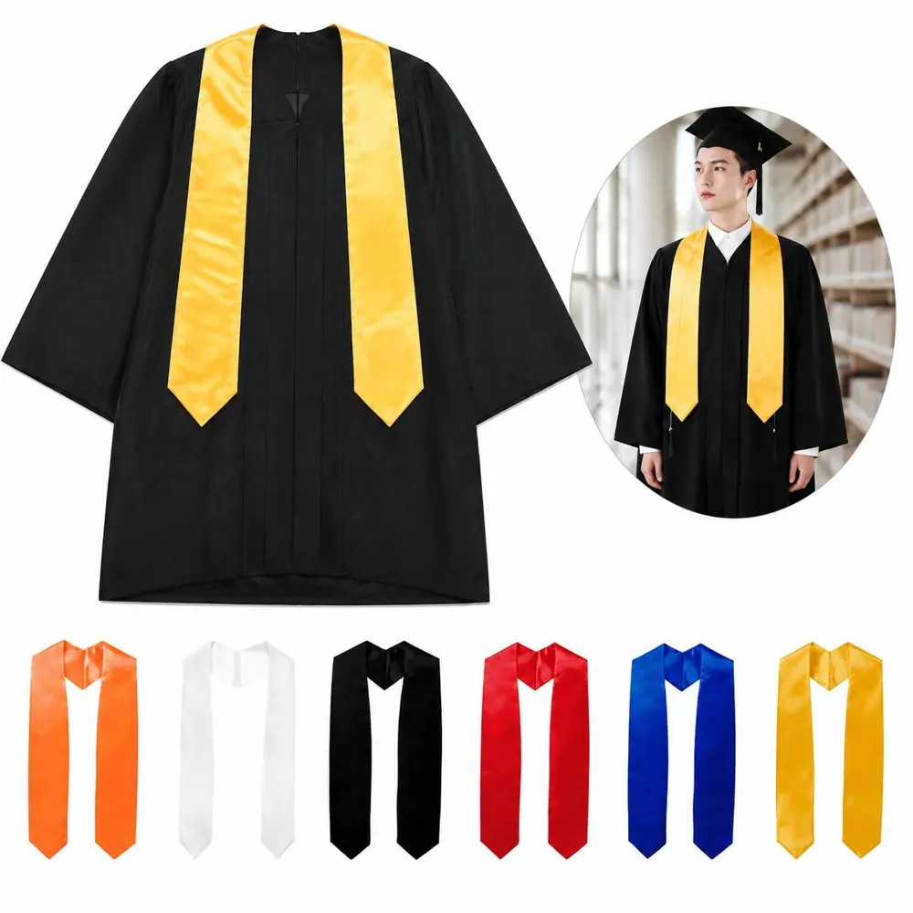 Satin Graduation Honor Stole, Unisex Over-Gown Shawl 2