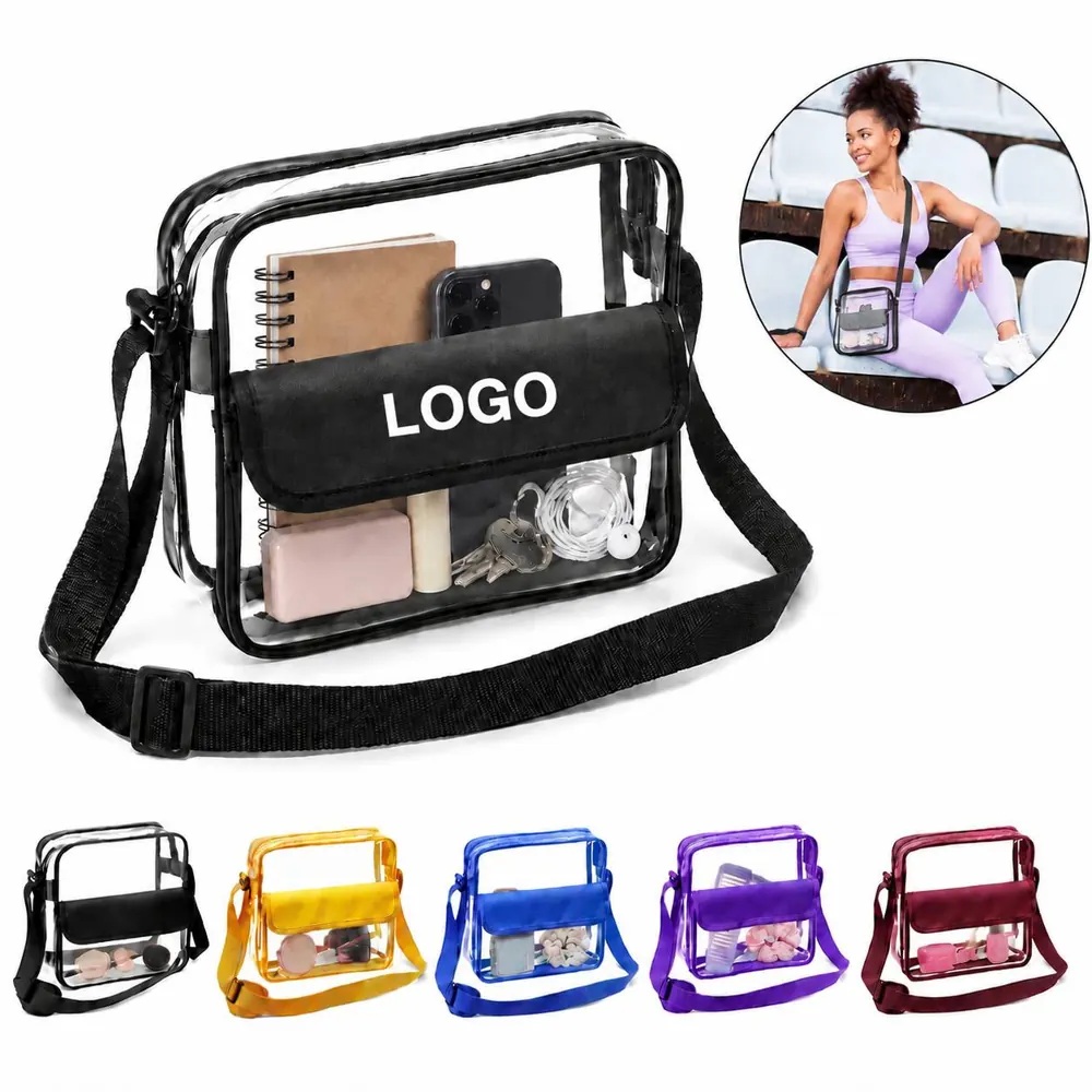 Clear PVC Crossbody Bag Large Capacity Transparent Shoulder
