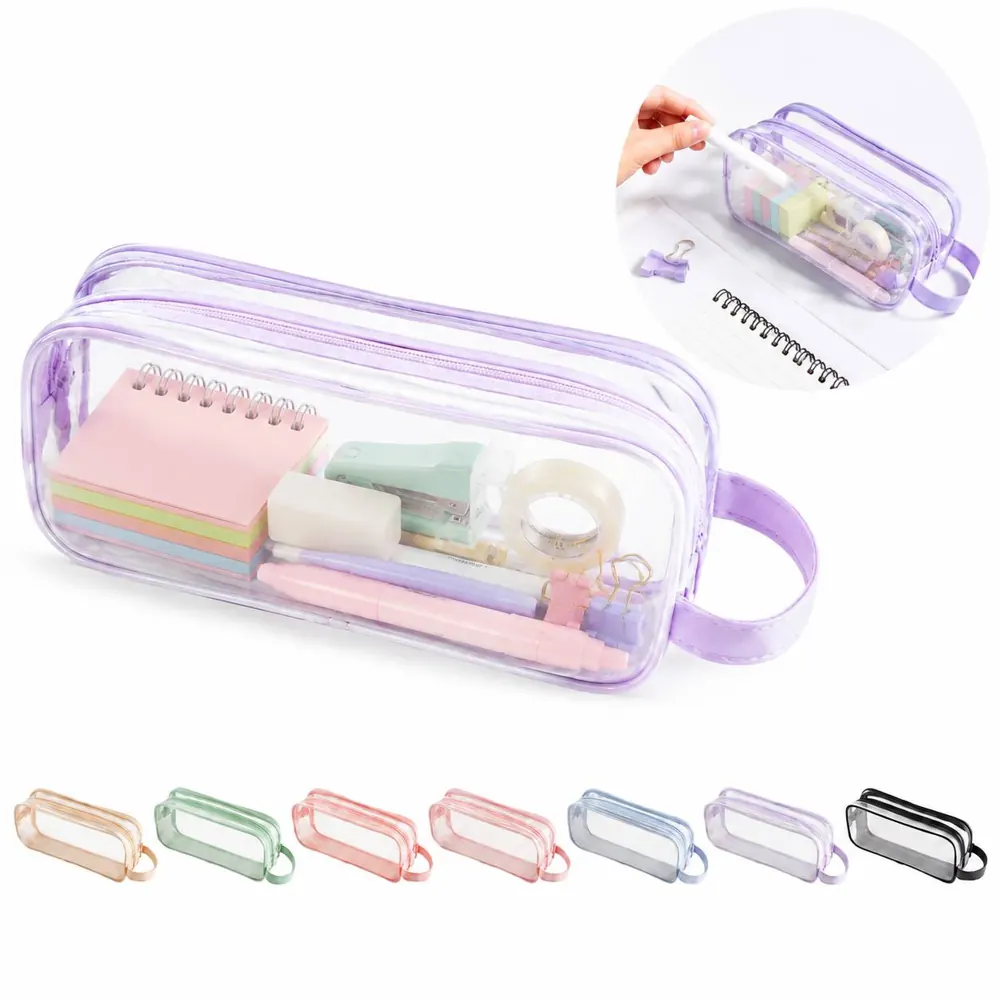 Large Capacity Double-Compartment Mesh Pencil Case 2