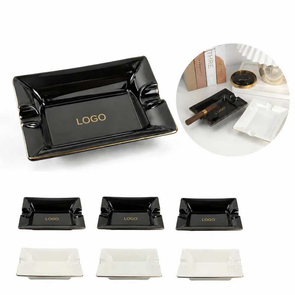 Multifunction Ceramic Cigar Ashtray with Grooves