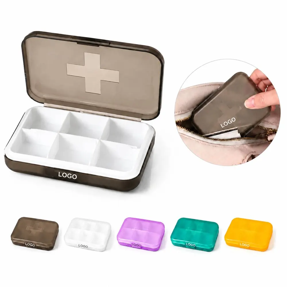6-Compartment Portable Pill Organizer with Secure Lids