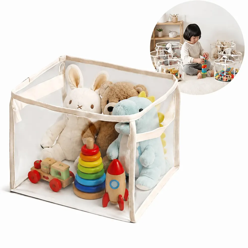 Thickened PVC Foldable Toy Storage Bag with Zipper 2