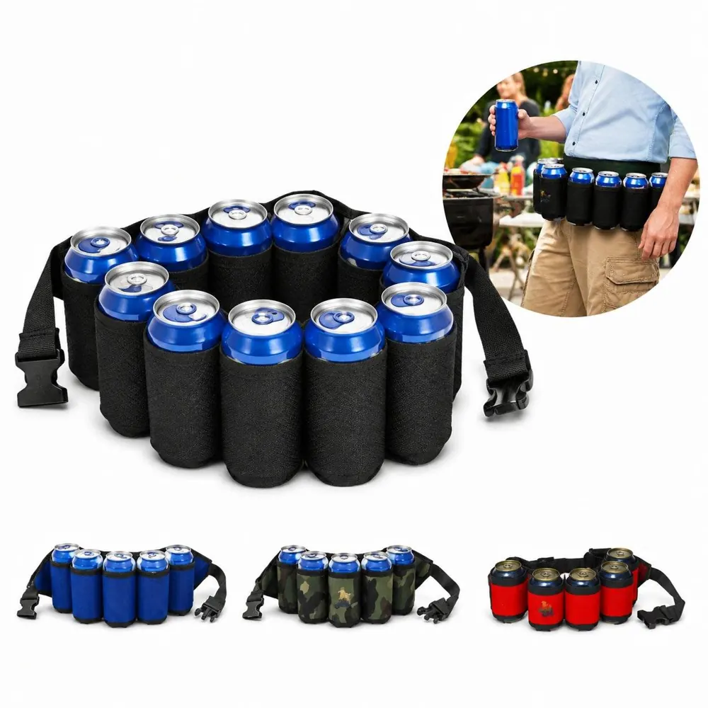 Insulated Adjustable 6 Pack Beer Belt Holder for Outdoor 2