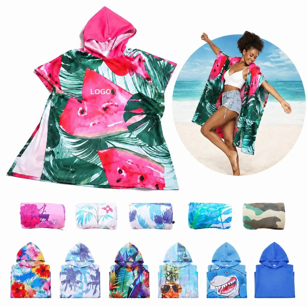 Microfiber Hooded Beach Towel with Wearable Design