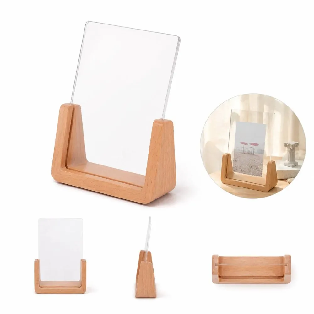Natural Wood Acrylic Vertical Photo Frame for Desk Display 2