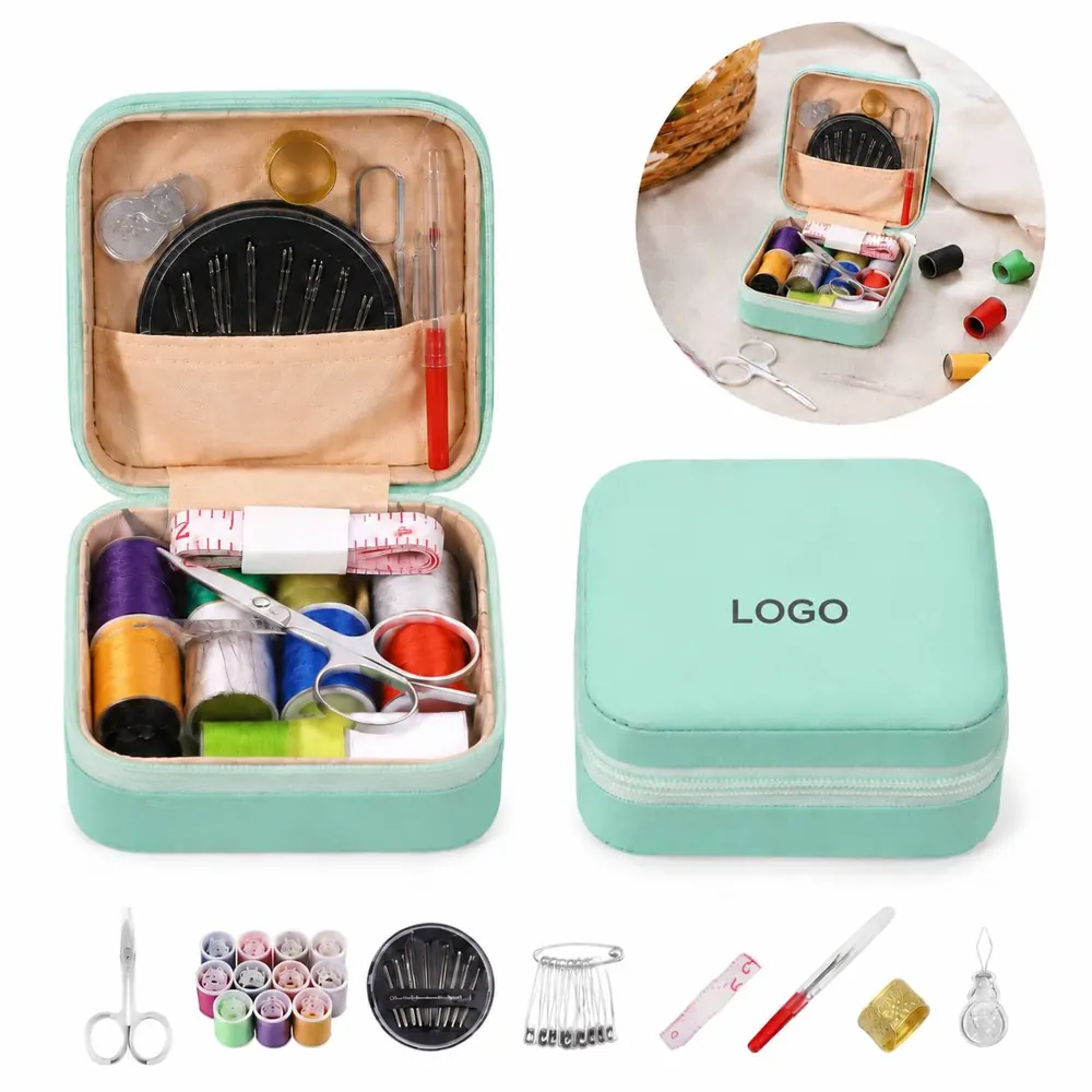 Portable PU Travel Sewing Kit with Essential Tools