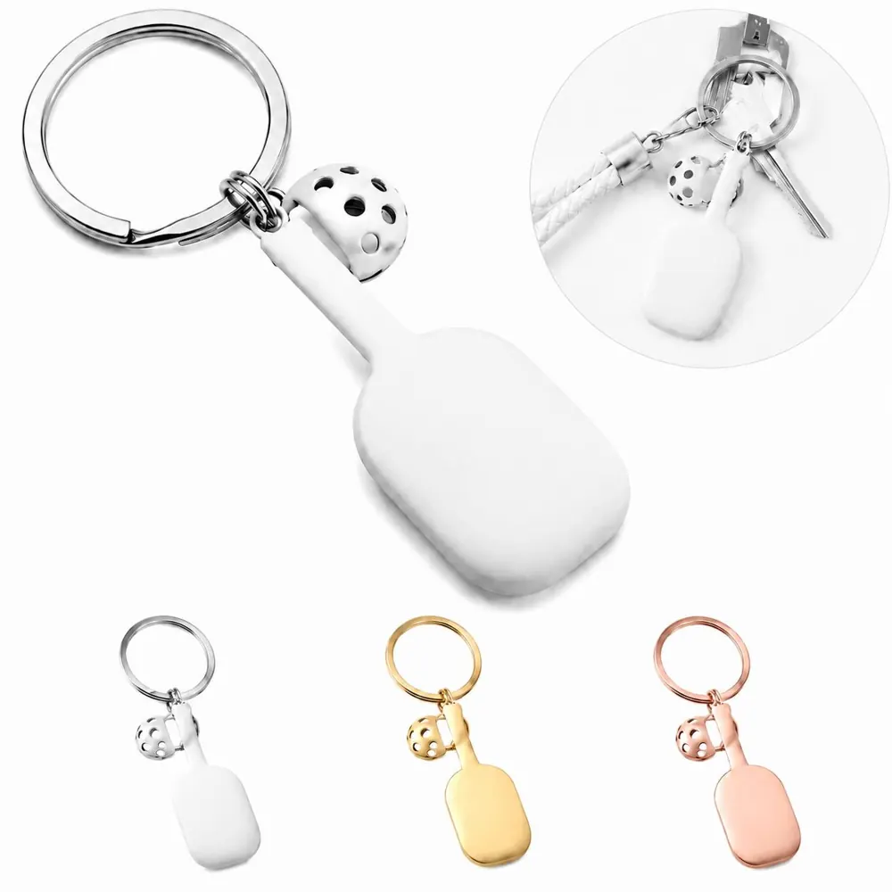 Stainless Steel Pickleball Racket Keychain Key Holder 2