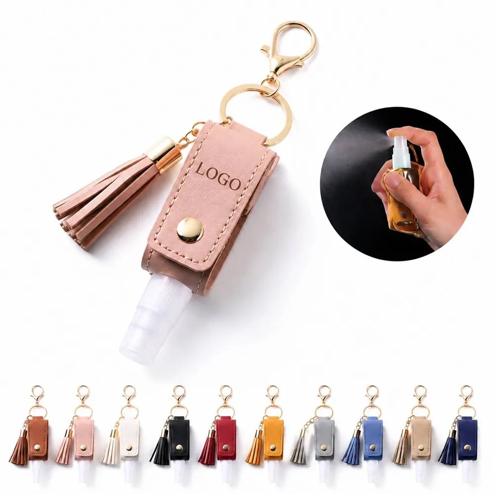PU Leather Spray Bottle Keychain Refillable Fine Mist
